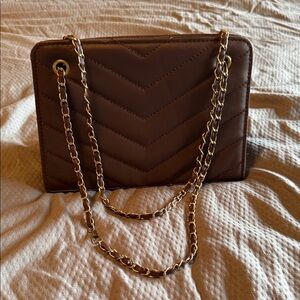Elegant Brown Quilted Chain Shoulder Bag